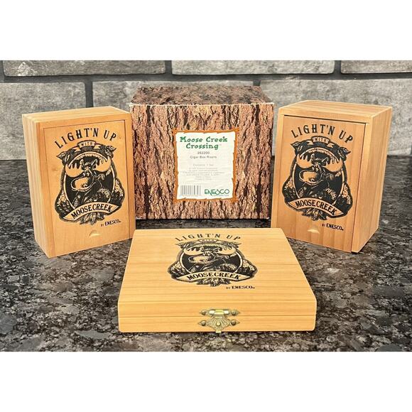 Enesco Moose Creek Crossing Set of 3 Cigar Box Risers 1997 #282200 - Picture 1 of 10